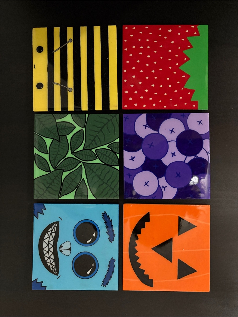Colorful Art Coaster Set - Six Pieces - Handmade - Picture 1 of 2